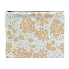 Floral Wallpaper Peach Cosmetic Bag (xl) by ImpressiveMoments