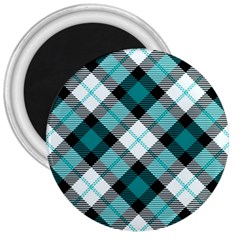 Smart Plaid Teal 3  Magnets by ImpressiveMoments