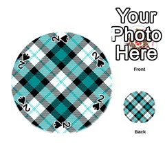 Smart Plaid Teal Playing Cards 54 (round) 