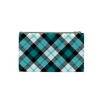 Smart Plaid Teal Cosmetic Bag (Small)  Back