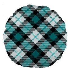 Smart Plaid Teal Large 18  Premium Round Cushions by ImpressiveMoments