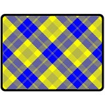 Smart Plaid Blue Yellow Fleece Blanket (Large)  80 x60  Blanket Front