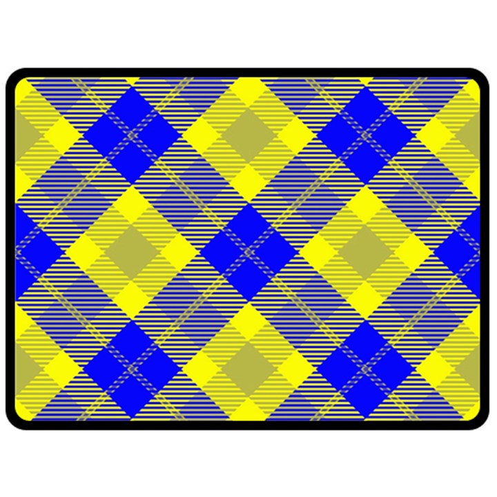 Smart Plaid Blue Yellow Fleece Blanket (Large) 