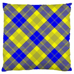 Smart Plaid Blue Yellow Standard Flano Cushion Cases (one Side)  by ImpressiveMoments