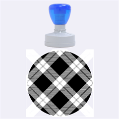 Smart Plaid Blue Rubber Round Stamps (large) by ImpressiveMoments