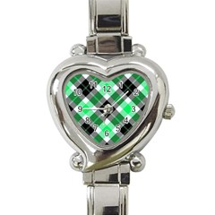 Smart Plaid Green Heart Italian Charm Watch