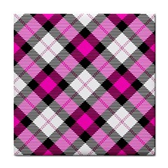 Smart Plaid Hot Pink Tile Coasters by ImpressiveMoments