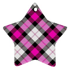 Smart Plaid Hot Pink Star Ornament (two Sides) 