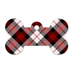 Smart Plaid Red Dog Tag Bone (two Sides) by ImpressiveMoments