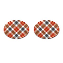 Smart Plaid Warm Colors Cufflinks (oval) by ImpressiveMoments