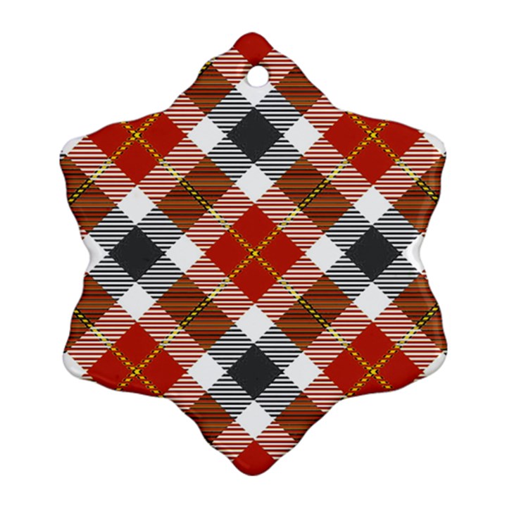 Smart Plaid Warm Colors Snowflake Ornament (2-Side)