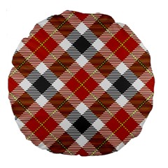 Smart Plaid Warm Colors Large 18  Premium Round Cushions by ImpressiveMoments