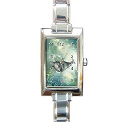 Funny Dswimming Dolphin Rectangle Italian Charm Watches