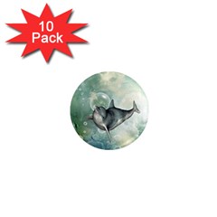 Funny Dswimming Dolphin 1  Mini Magnet (10 Pack) 