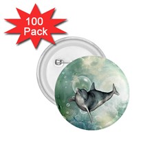 Funny Dswimming Dolphin 1 75  Buttons (100 Pack) 