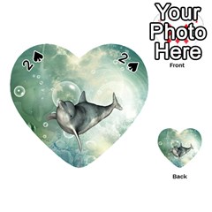 Funny Dswimming Dolphin Playing Cards 54 (heart)  by FantasyWorld7