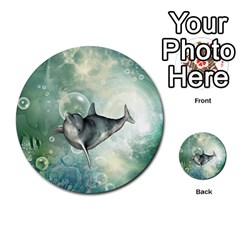 Funny Dswimming Dolphin Multi-purpose Cards (round)  by FantasyWorld7