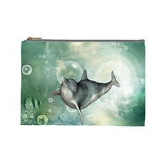 Funny Dswimming Dolphin Cosmetic Bag (large) 