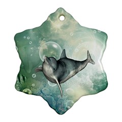 Funny Dswimming Dolphin Ornament (snowflake) 