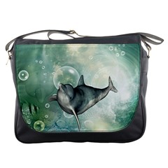 Funny Dswimming Dolphin Messenger Bags