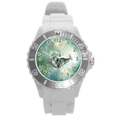 Funny Dswimming Dolphin Round Plastic Sport Watch (l)