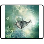 Funny Dswimming Dolphin Double Sided Fleece Blanket (Medium)  58.8 x47.4  Blanket Front