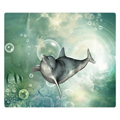 Funny Dswimming Dolphin Double Sided Flano Blanket (small) 