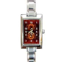 Decorative Cllef With Floral Elements Rectangle Italian Charm Watches