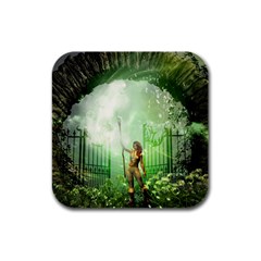 The Gate In The Magical World Rubber Square Coaster (4 Pack)  by FantasyWorld7