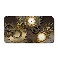 Steampunk, Golden Design With Clocks And Gears Medium Bar Mats by FantasyWorld7