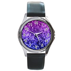 Midnight Glitter Round Metal Watches by KirstenStar