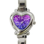 Midnight Glitter Heart Italian Charm Watch Front