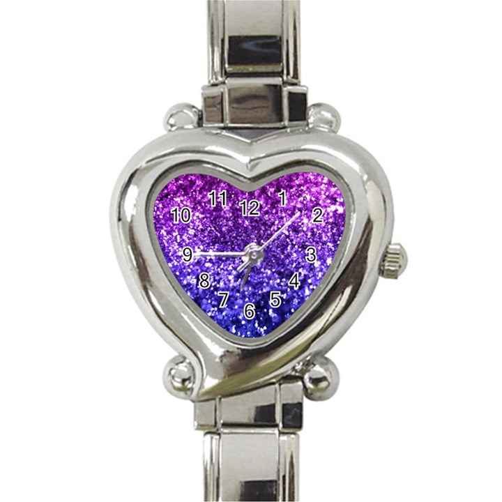 Midnight Glitter Heart Italian Charm Watch