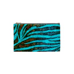 Turquoise Blue Zebra Abstract  Cosmetic Bag (small)  by OCDesignss