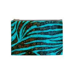 Turquoise Blue Zebra Abstract  Cosmetic Bag (medium)  by OCDesignss