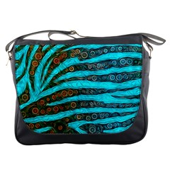 Turquoise Blue Zebra Abstract  Messenger Bags by OCDesignss