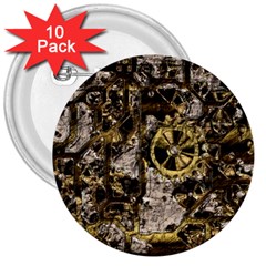 Metal Steampunk  3  Buttons (10 pack) 