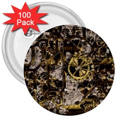 Metal Steampunk  3  Buttons (100 pack) 