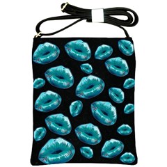 Turquoise Sassy Lips  Shoulder Sling Bags