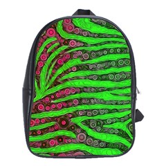 Florescent Green Zebra Print Abstract  School Bags(large) 