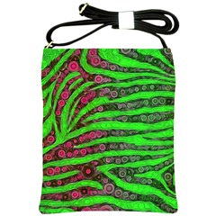 Florescent Green Zebra Print Abstract  Shoulder Sling Bags