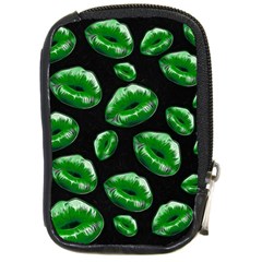 Sassy Florescent Green Lips Compact Camera Cases