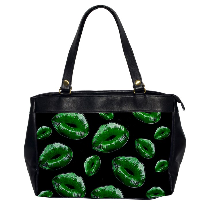 Sassy Florescent Green Lips Office Handbags