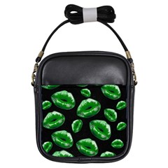 Sassy Florescent Green Lips Girls Sling Bags