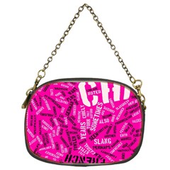 Hot Pink Chic Typography  Chain Purses (two Sides) 