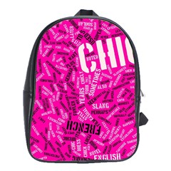 Hot Pink Chic Typography  School Bags (xl) 