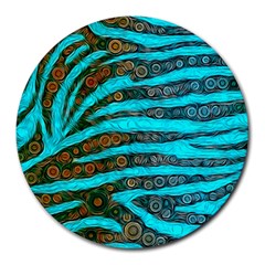 Turquoise Blue Zebra Abstract  Round Mousepads by OCDesignss