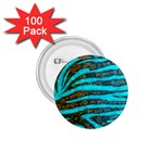 Turquoise Blue Zebra Abstract  1.75  Buttons (100 pack)  Front