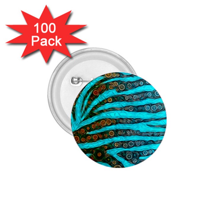 Turquoise Blue Zebra Abstract  1.75  Buttons (100 pack) 