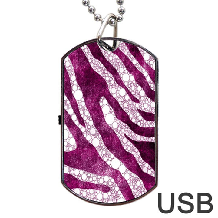 Purple Zebra Print Bling Pattern  Dog Tag USB Flash (One Side)